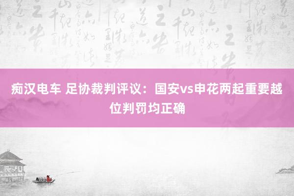 痴汉电车 足协裁判评议：国安vs申花两起重要越位判罚均正确