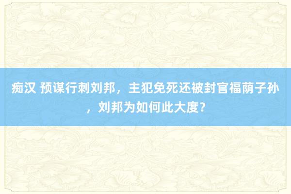 痴汉 预谋行刺刘邦，主犯免死还被封官福荫子孙，刘邦为如何此大度？