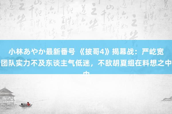 小林あやか最新番号 《披哥4》揭幕战：严屹宽团队实力不及东谈主气低迷，不敌胡夏组在料想之中